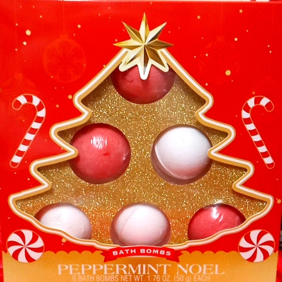 NWT🎁FREE GIFT INCLUDED🎁 NIB Peppermint Noel Bath Set Bath Bombs - Picture 6 of 11